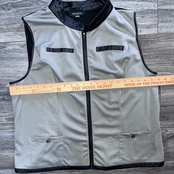 Moda women’s light gray vegan inspired leather sleeveless vest jacket XXL - Picture 5 of 6